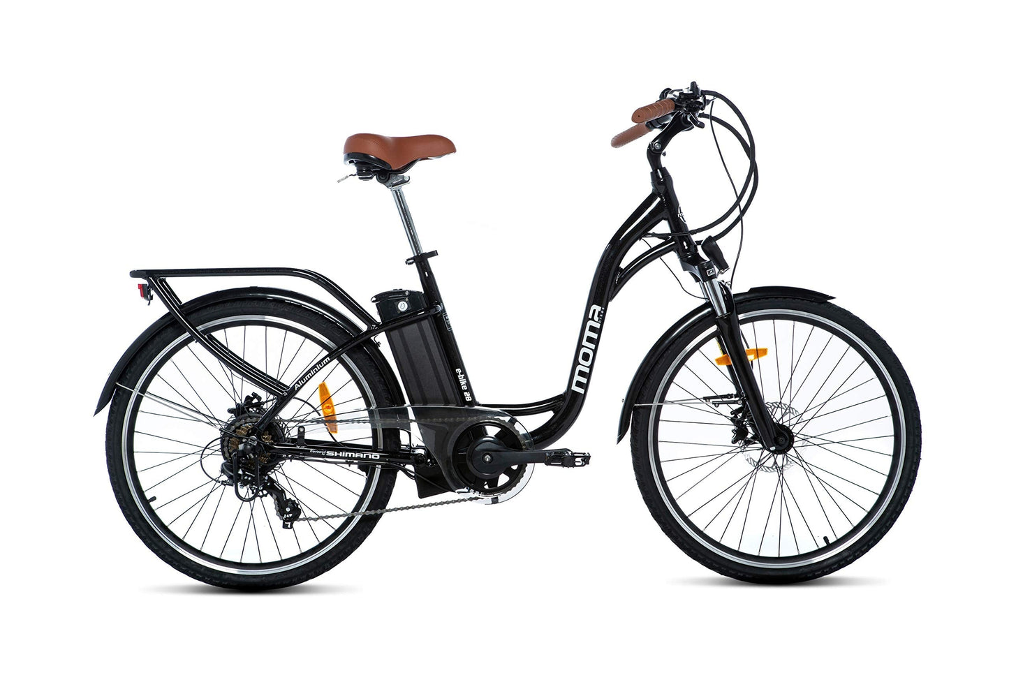 Moma Bikes Bicicleta Electrica Urbana Ebike, Aluminio, Shimano 7v, Frenos de Disco Hidráulicos, Batería Litio 36V 16Ah